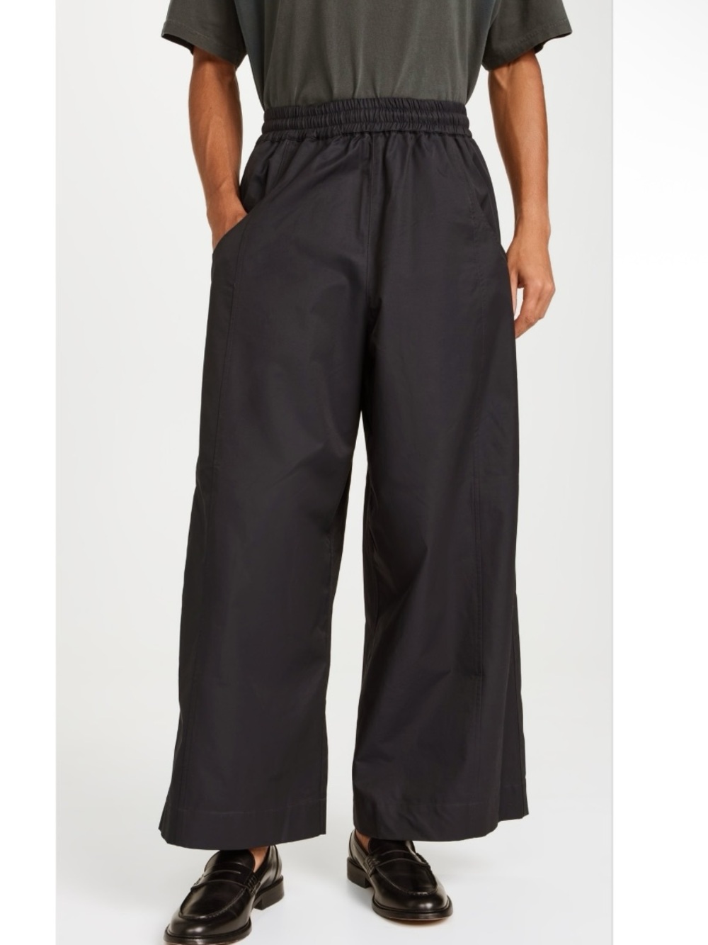 Nicholas Daley Paco Wide Leg Pull On Elastic Waist Olive Trousers size 32 NEW